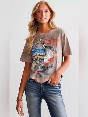 Affliction Metal Hunters Handkerchief Hem Eye Split T-shirt Women’s XL Y2K